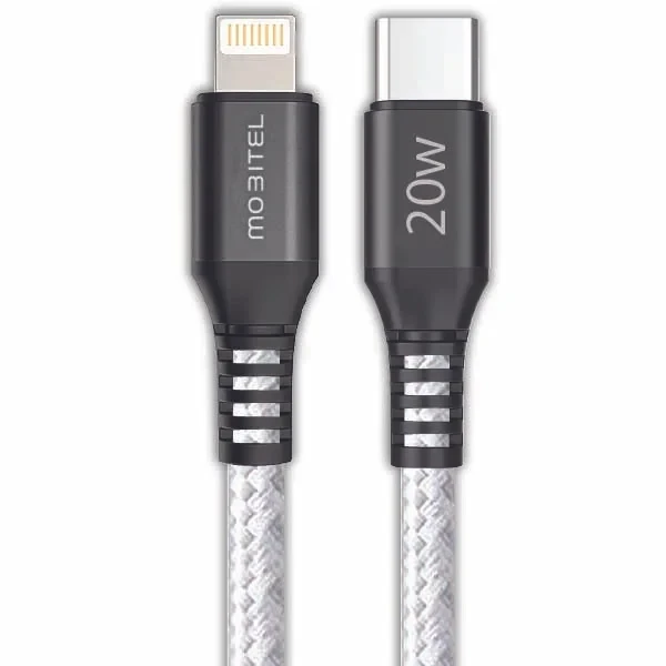 Mobitel USB C to Lightning Cable For iPhone, 1.5 Meter  20W Lightning Type C Nylon Braided Fast Charger Data Cable